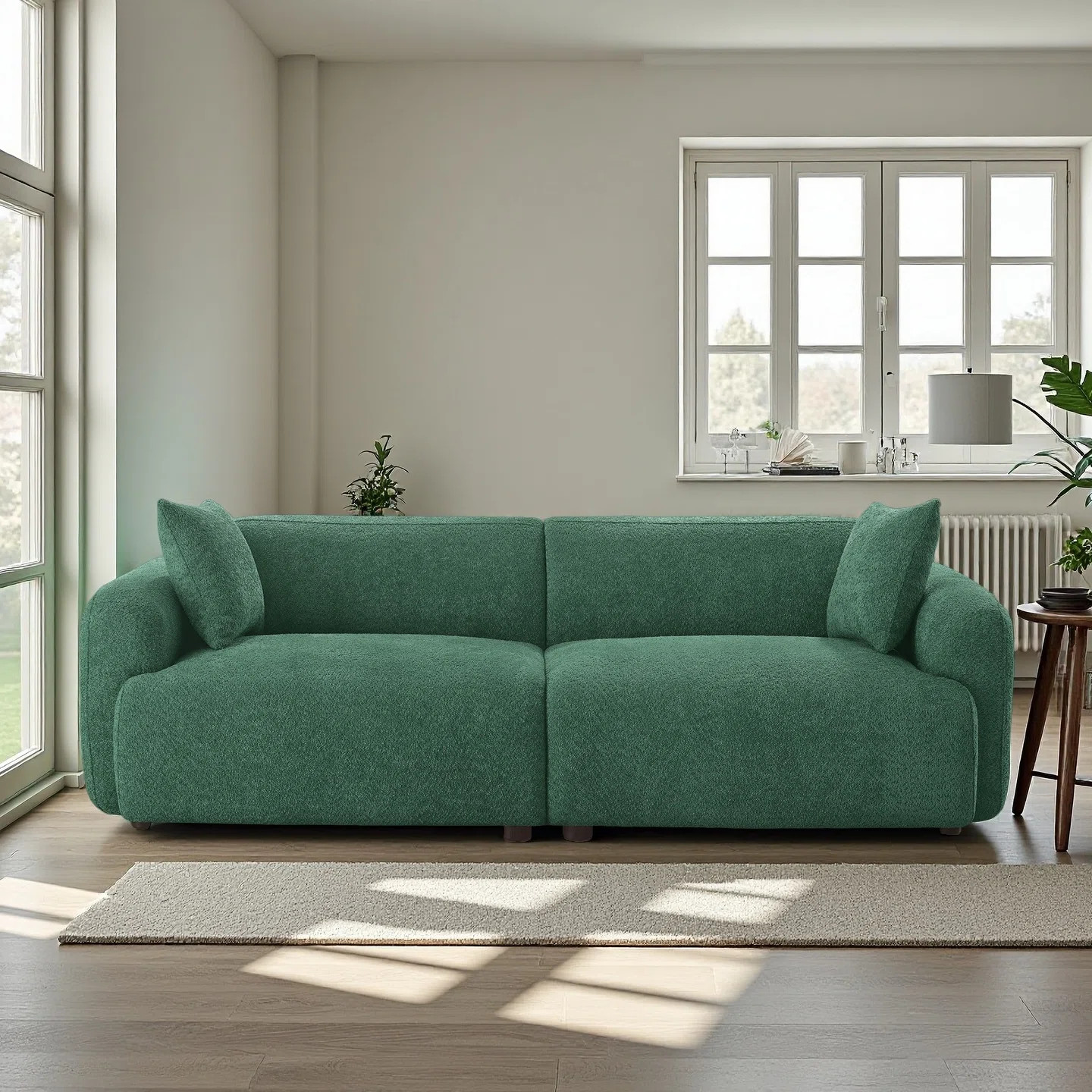 90 "Wide 3 Seat Upholstered Polyester Sofa with Throw Pillows Available in Living Room Apartment | Wayfair North America