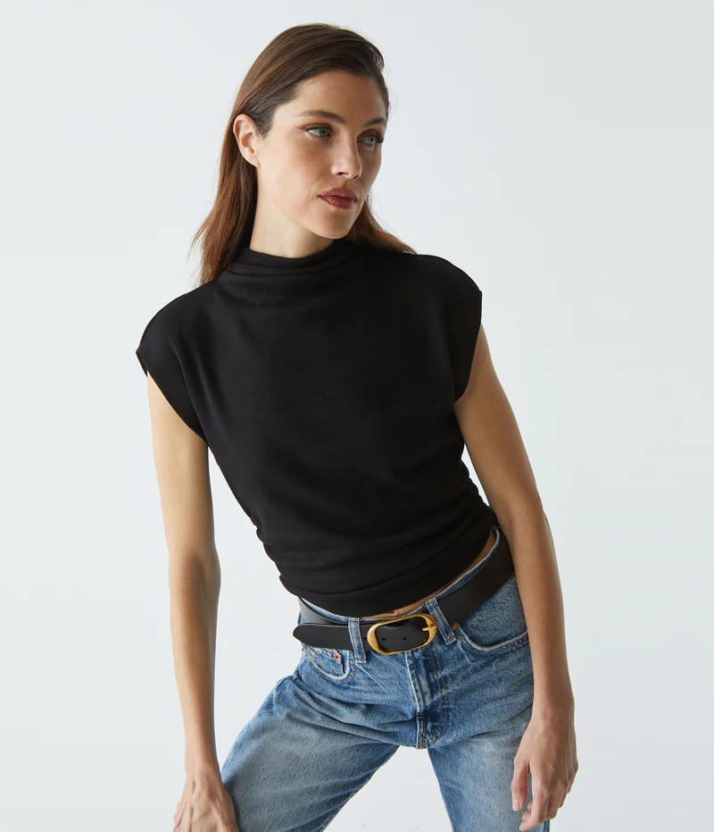 Amara Ribbed Power Shoulder Tee | MichaelStars.com