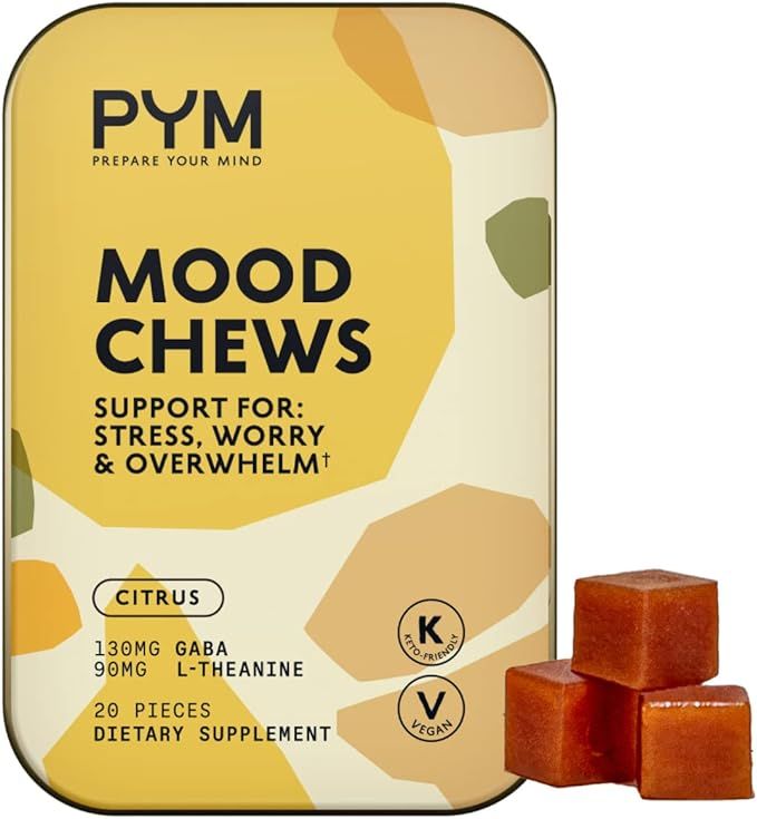 PYM Citrus Mood Chews Support for Stress, Worry & Overwhelm, 20 Count - 130mg GABA, 90mg L-Theani... | Amazon (US)