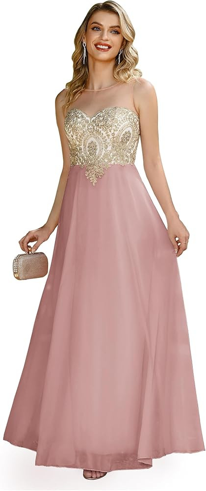 Babyonline Women's 2025 Summer Maxi Dress - Sleeveless Elegant Round Neck High Waist Flowy Weddin... | Amazon (US)