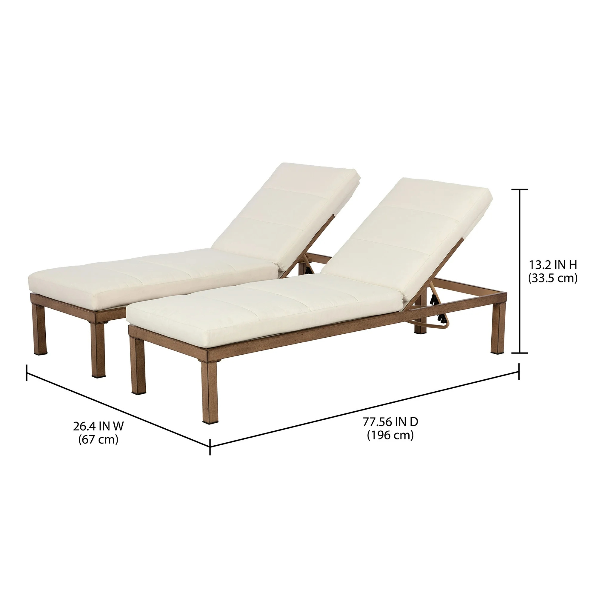 Better Homes & Gardens Marlow Adjustable Back Chaise Loungers, Creme, 2-Pack | Walmart (US)