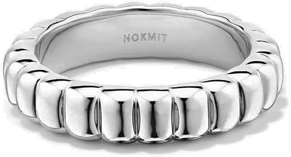 NOKMIT 14K Gold Filled Chunky Statement Rings, Stackable Band for Women | Amazon (US)