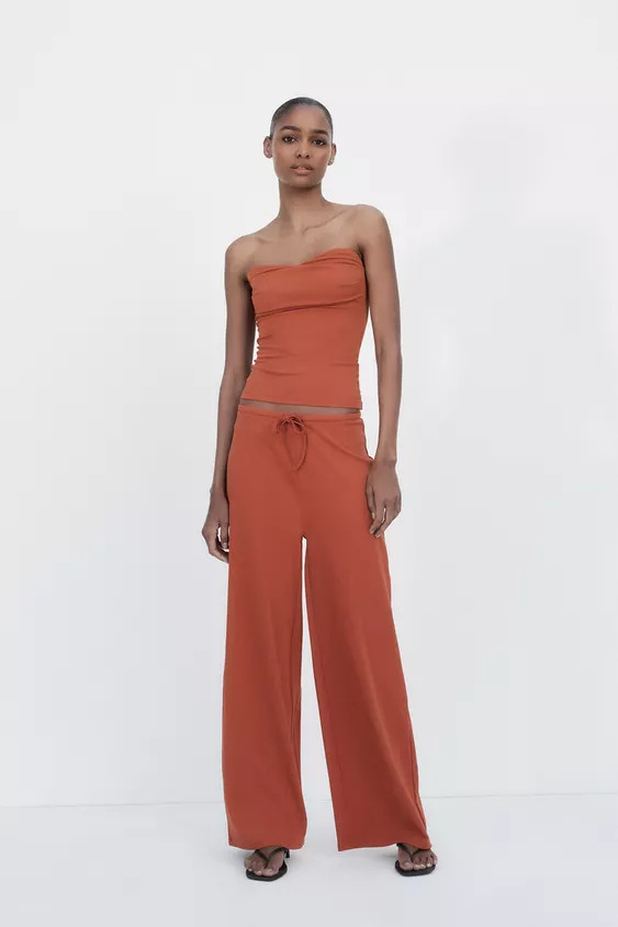 TEXTURED STRAIGHT LEG PANTS | Zara US