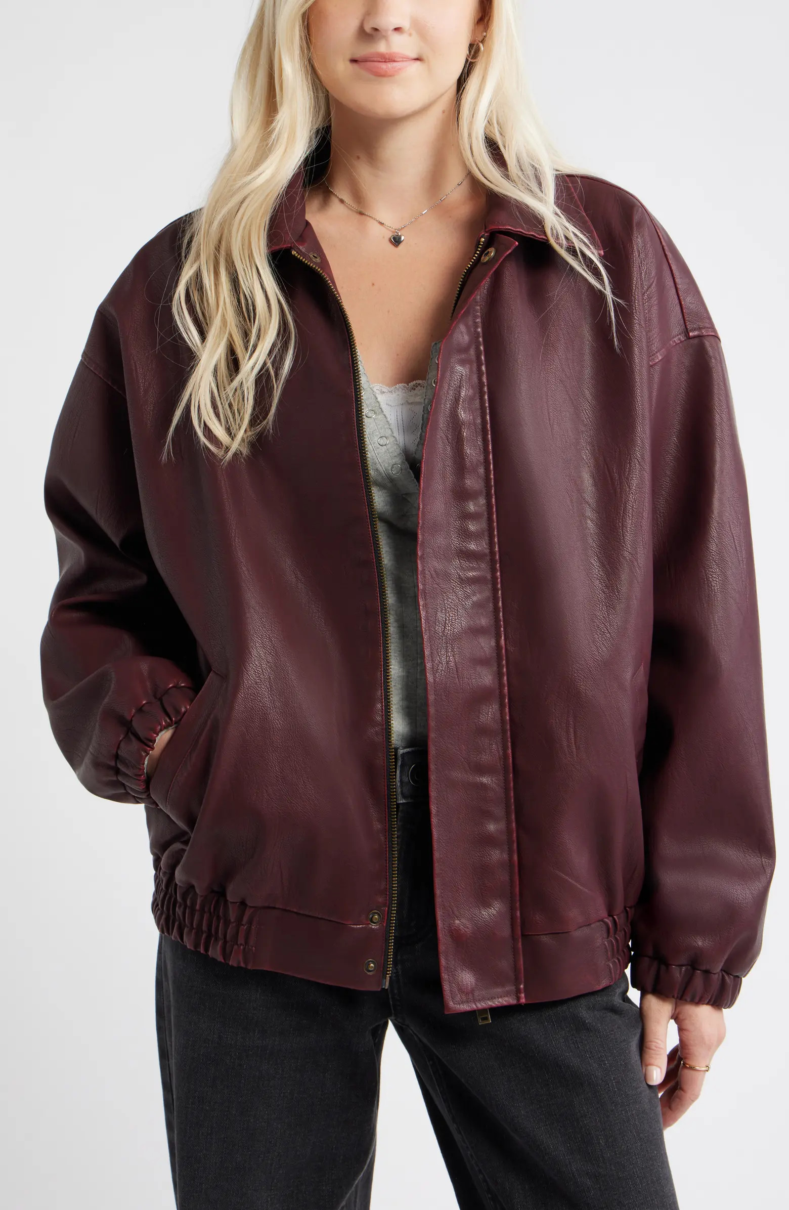 Oversize Faux Leather Jacket | Nordstrom