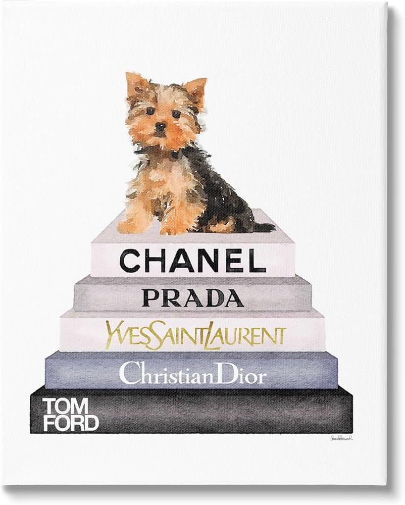 Stupell Industries Book Stack Yorkie Dog Glam Fashion Watercolor Canvas Wall Art, 24x30, Multi-Co... | Amazon (US)