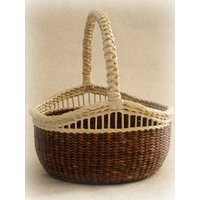 Large Round Handwoven Wicker Basket With Handle Rustic Wedding Flower Display Brown Gift Adult Flower Girl | Etsy (US)