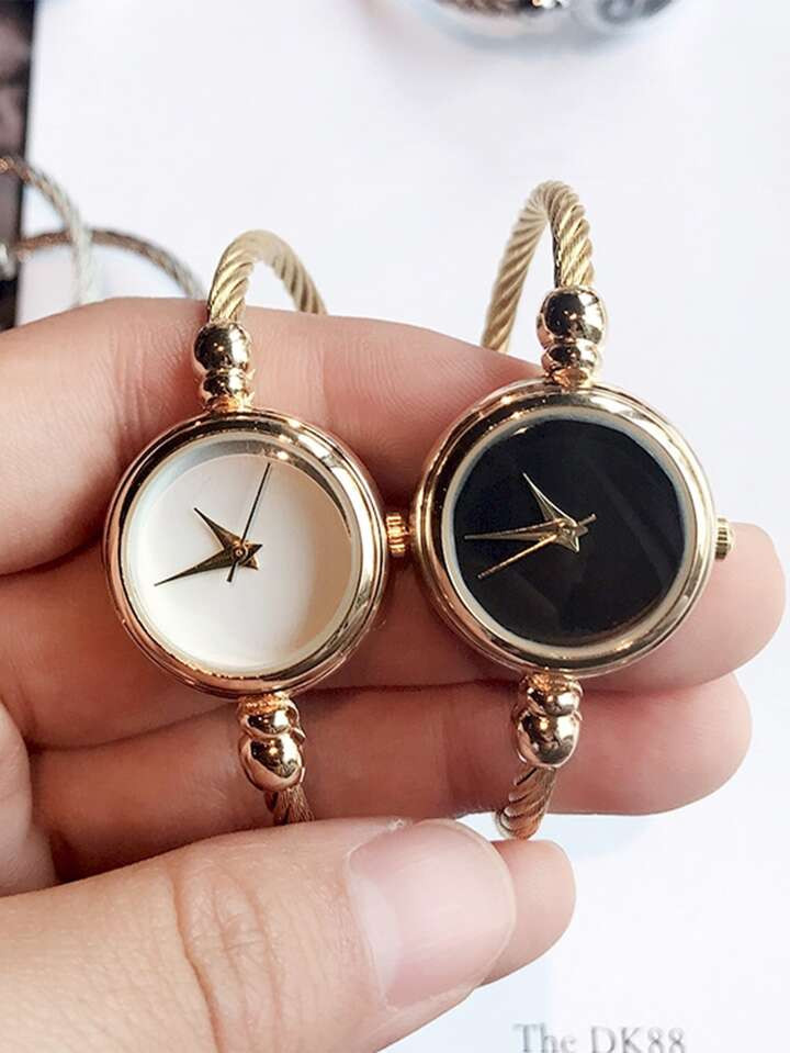 2pcs/set Round Pointer Quartz Watch | SHEIN