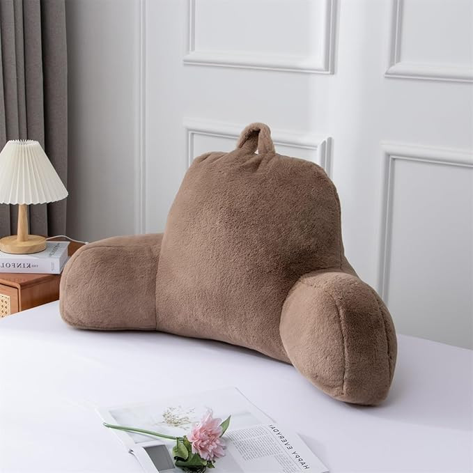 A Nice Night Faux Fur Soft Reading Pillow Bed Wedge Adult Backrest with Arms Back Support for Sit... | Amazon (US)
