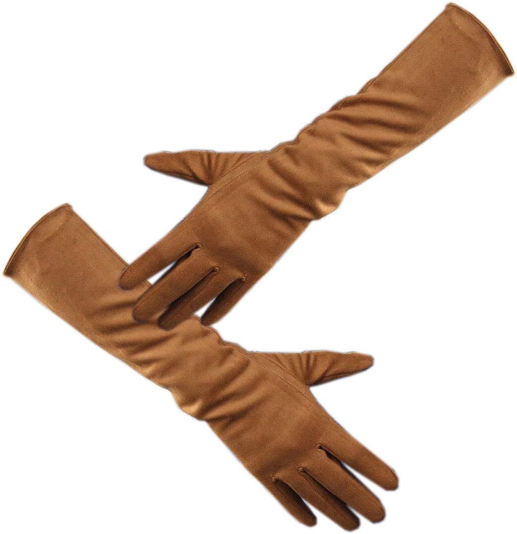 Suede Long Gloves Faux Leather 16" 40cm Opera Evening Double-faced Nude | Amazon (US)