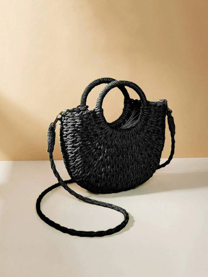 Straw Woven Crossbody Shoulder Bag Daisy Decor Handmade Small Purse Handbag Bohemia Summer Bag | SHEIN