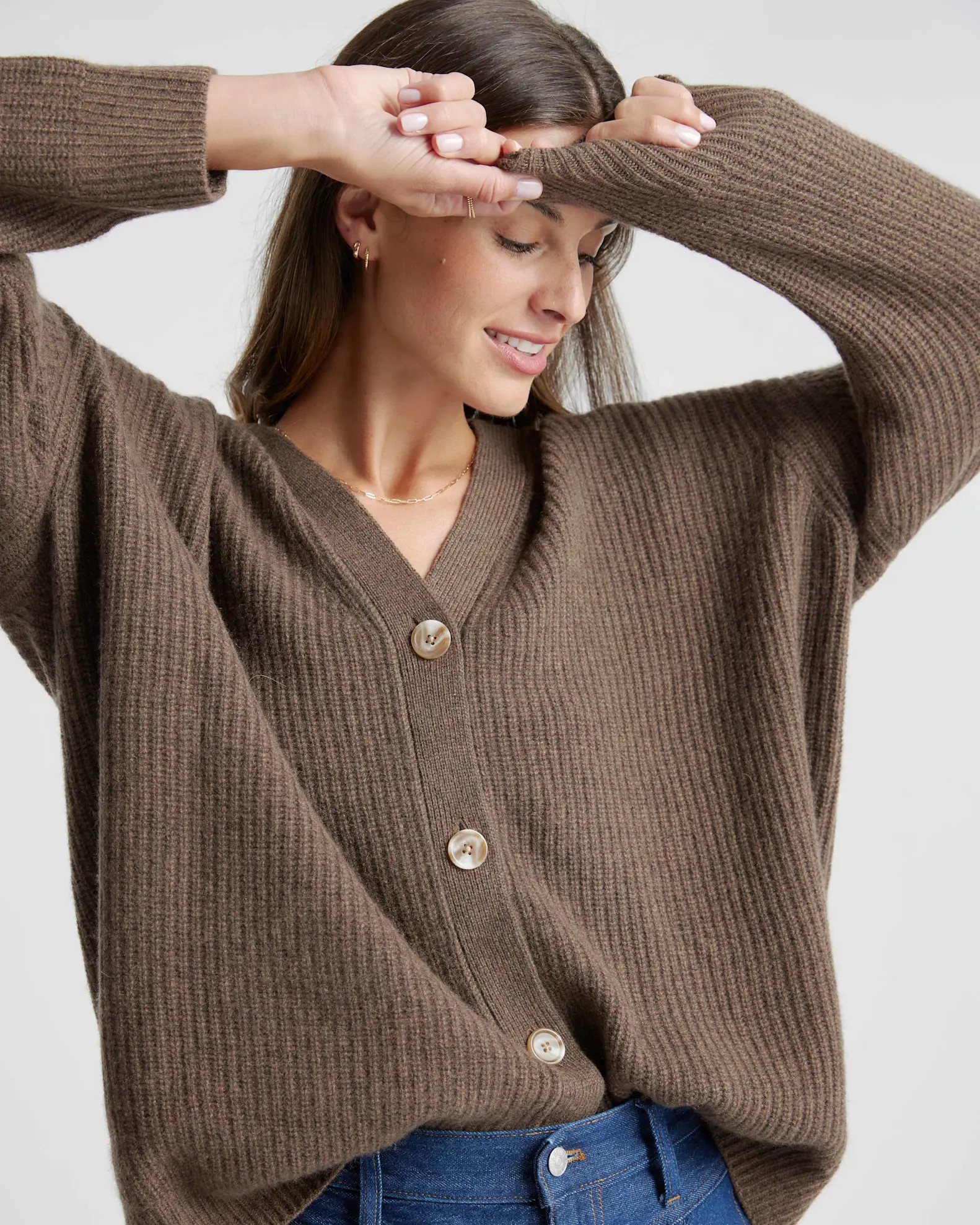 Mongolian Spring Cashmere Oversized Boyfriend Cardigan Sweater | Quince