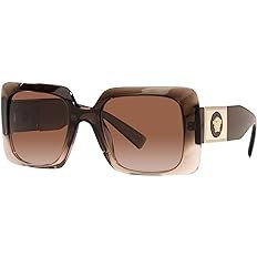 Versace VE 4405 533213 Brown Plastic Rectangle Sunglasses Brown Gradient Lens | Amazon (US)