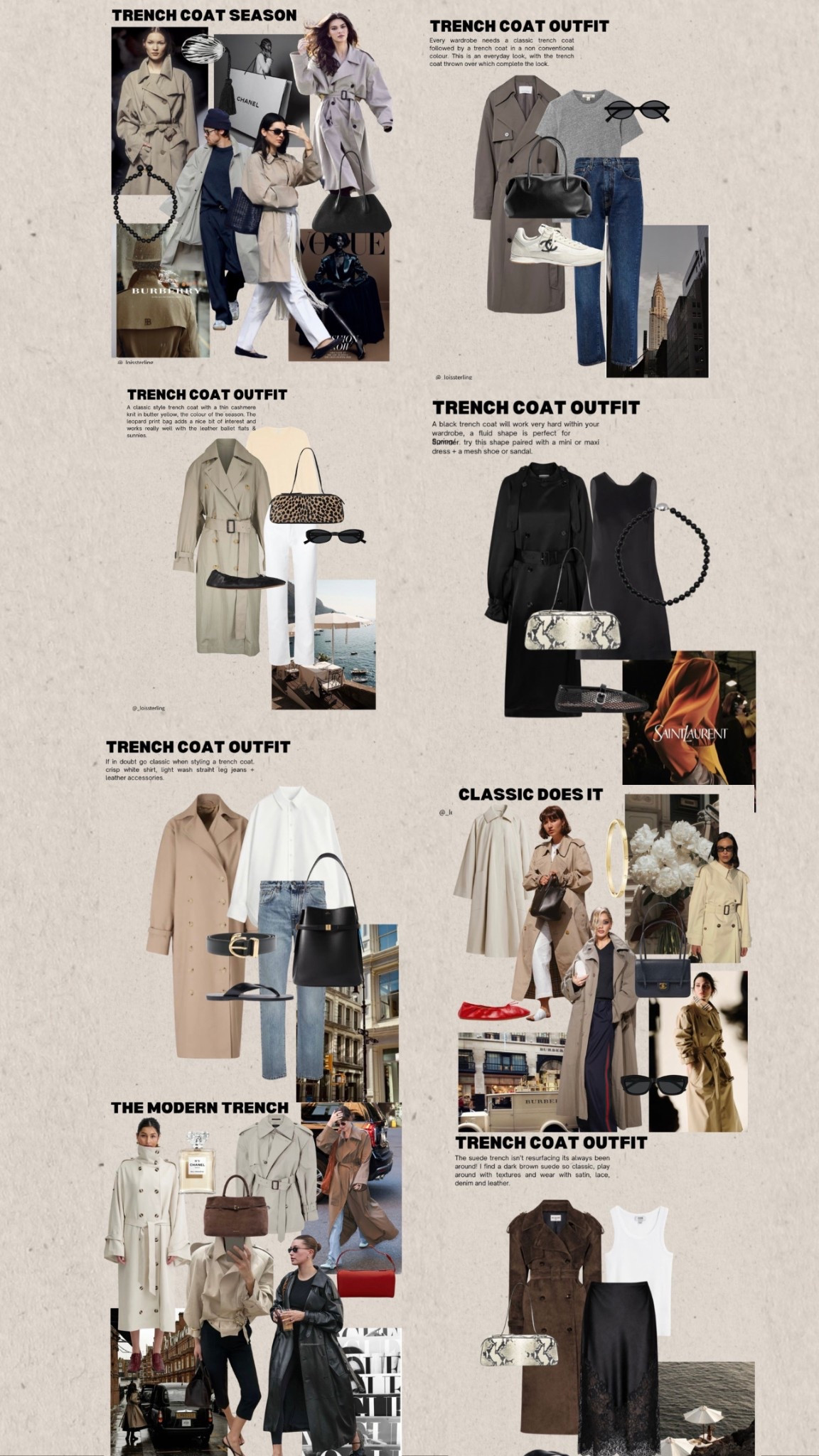 Trench coat season! 🧥 16 slides, inspo & shoppable edits + notes 📝 part 2 

📌 If you’re anything like me trench coats are on rotation every year! They certainly stay on my Pinterest board all year around. 

It goes without saying that trench coats are super classic, easy to wear and there’s a style for everyone. Rather than owning lots of trench coats that are similar I have streamlined my collection so that each one I own offers something different. 

From classic camel trench coats to modern funnel neck, leather & suede styles hopefully you find some inspiration here on how to style up your trench coats or add new additions for the season. I have included looks I love from our fav style muses, some of my personal Pinterest pins + some of my own snaps. 

Woman fashion 
Woman style 

#LTKspring #LTKuk #LTKeurope