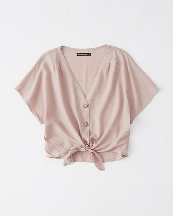 Button-Up Tie-Front Top | Abercrombie & Fitch US & UK