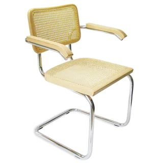 Breuer Chair Company Cesca Cane Arm Chair in Chrome and Natural | Bed Bath & Beyond