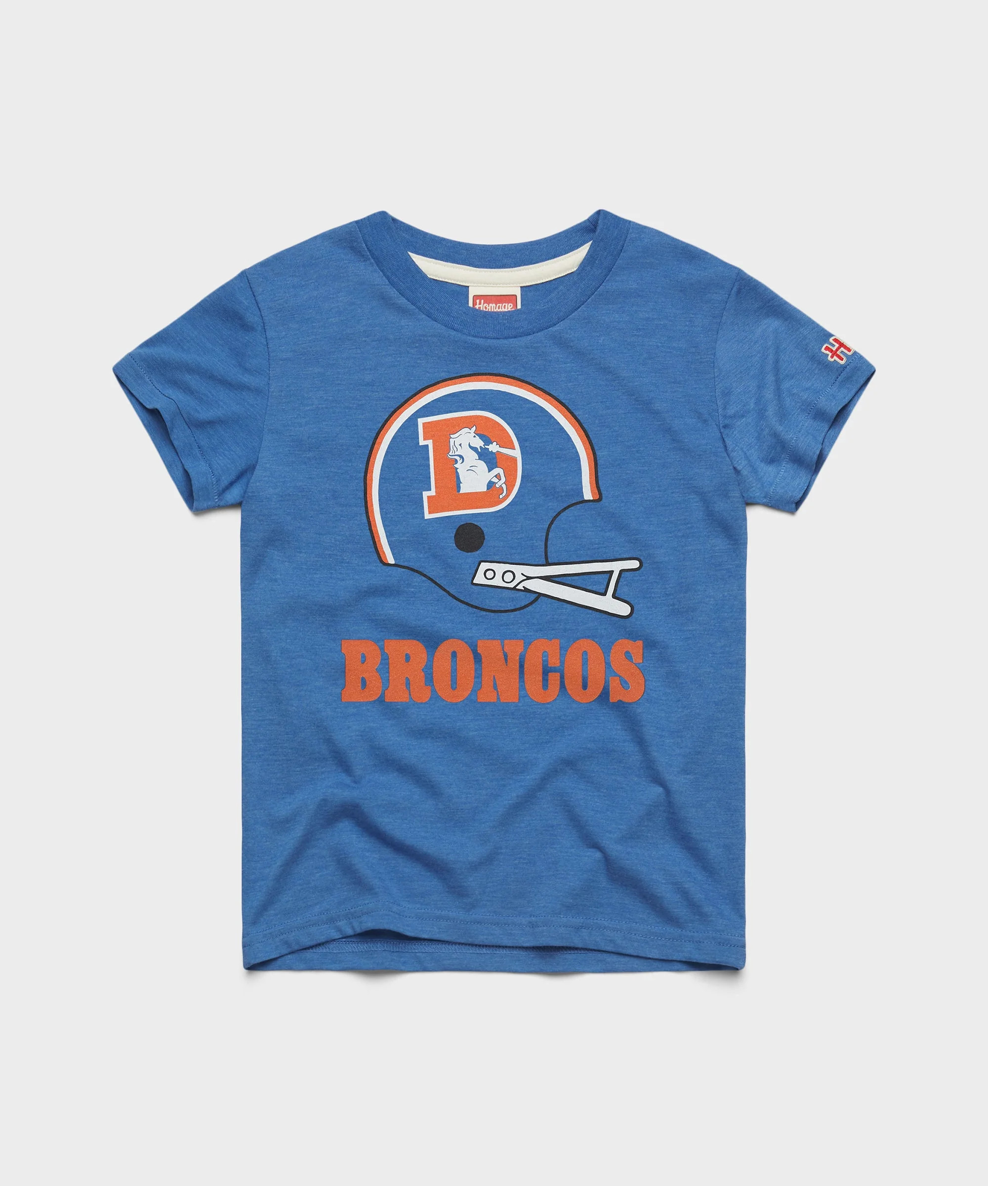 Youth Denver Broncos Big Helmet | Kids Retro NFL T-Shirt | Homage