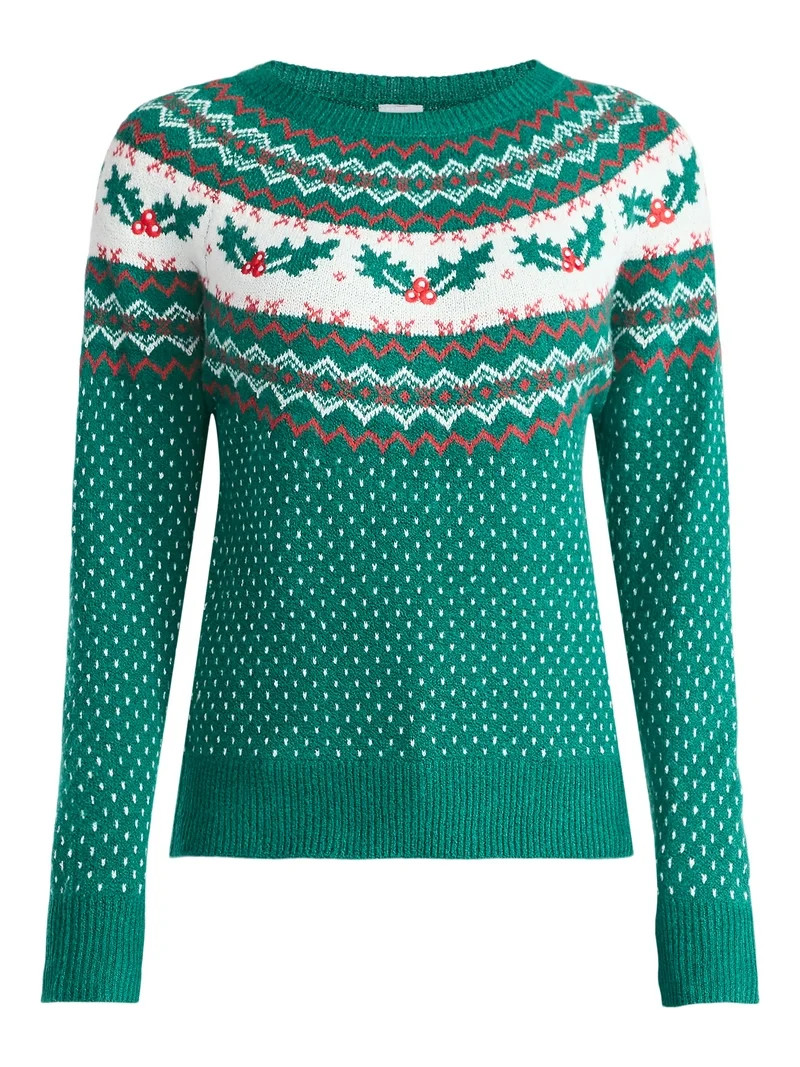 Holiday Time Women's and Women's Plus Pretty Christmas Sweater, Sizes XXS-3X | Walmart (US)