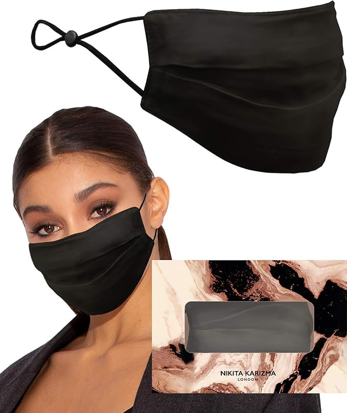 Beverly Hills Silk Mask in Black by KARIZMA 19 Momme 100% Mulberry Silk 6A Grade Fabric Face Mask | Amazon (US)