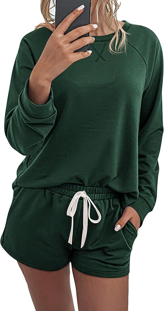 PRETTYGARDEN Women's Tie Dye Printed Pajamas Set Casual Long Sleeve Tops with Lounge Shorts Two P... | Amazon (US)