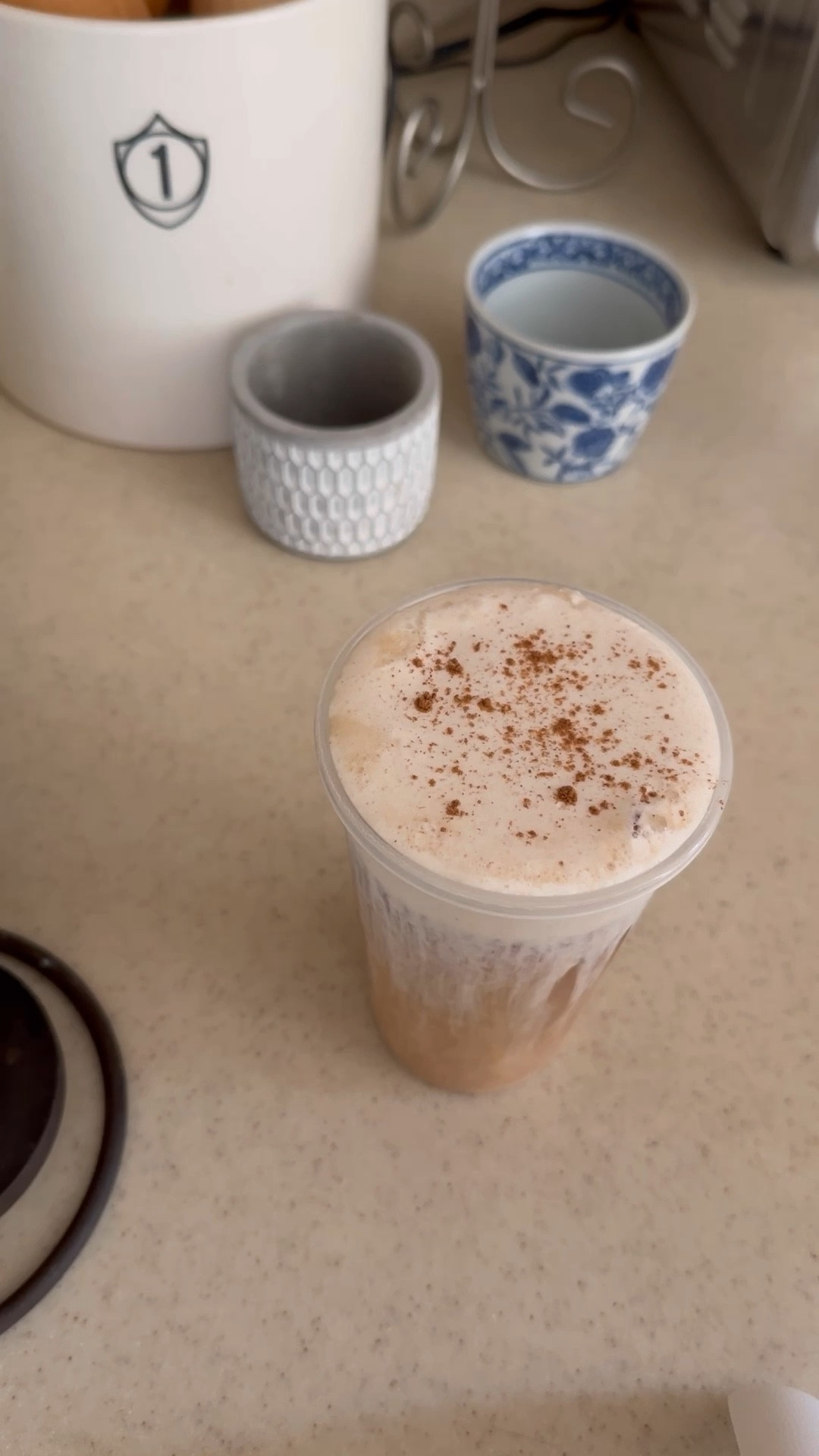 Iced pumpkin cream chai
- 10 oz chai tea (tea or concentrate) 
- slash of milk
- 1/4 cup heavy whipping cream
- 1 tbsp pumpkin syrup
- sprinkle pumpkin pie spice 

Pour chia tea over  cup of ice and add milk
In a cup use your milk frother to mix the cream and pumpkin syrup. Mix for 1-2 minutes so that it thickens 
Pour the pumpkin cream over the chai and sprinkle with pumpkin pie spice 

#LTKHome #LTKSeasonal