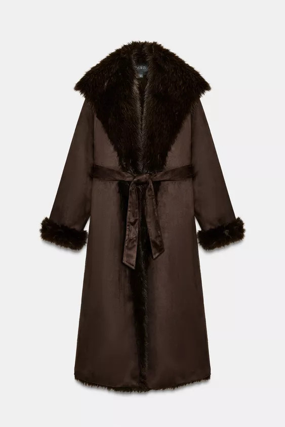 MANTEL MIT GÜRTEL AUS KUNSTFELL ZW COLLECTION | Zara DE