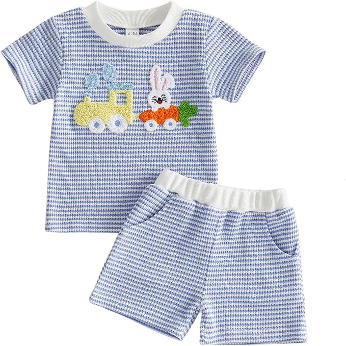 BemeyourBBs Toddler Baby Boy Summer Clothes Funny Letter T Shirt Elastic Waist Pockets Shorts Set... | Amazon (US)