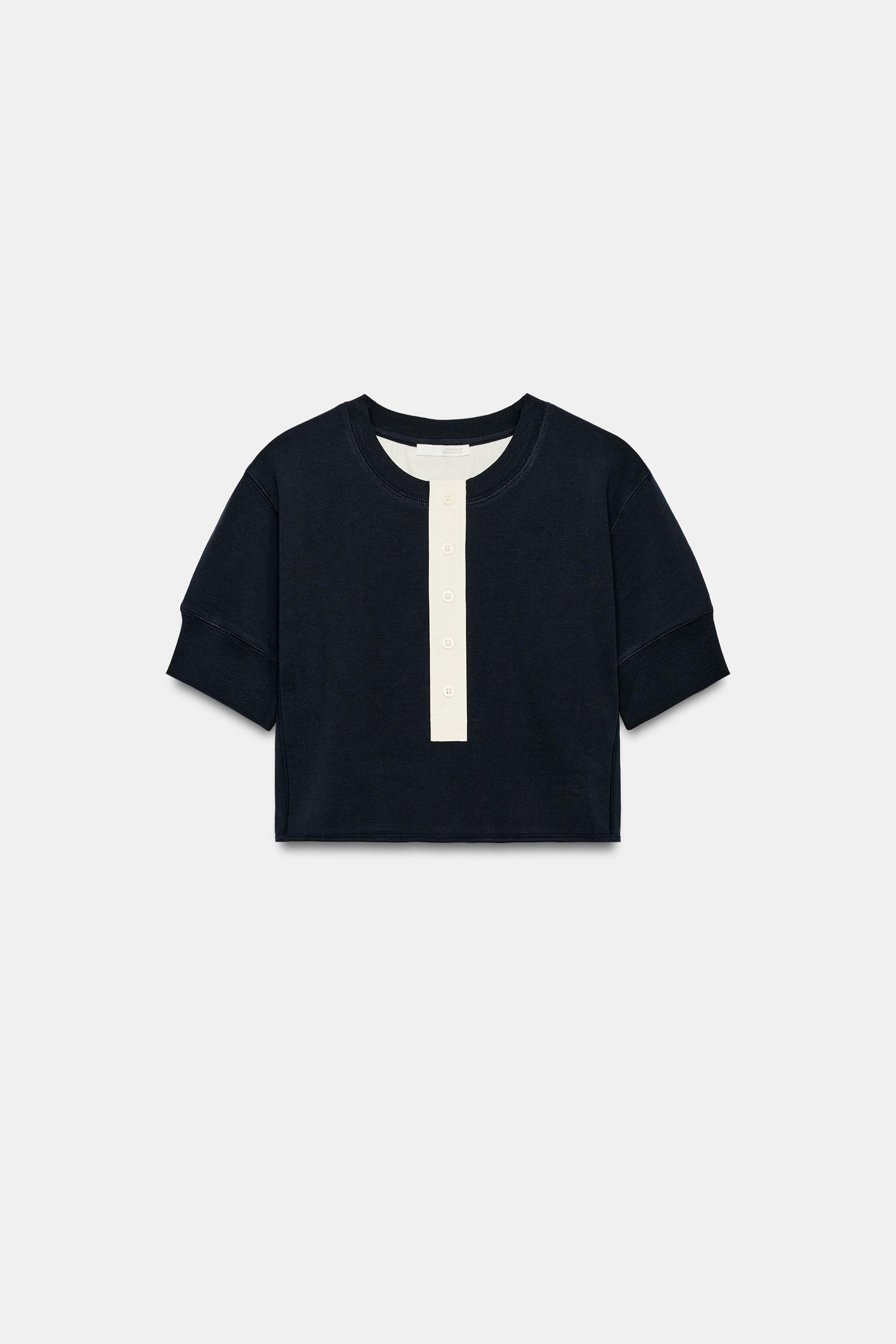 CROPPED HENLEY SWEATSHIRT | Zara UK