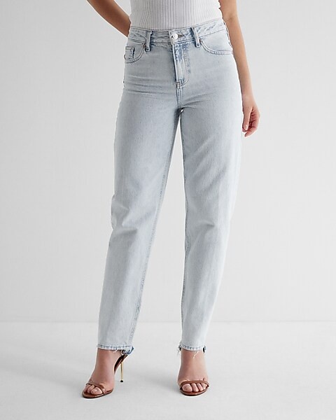 Mid Rise Light Wash Baggy Tapered Jeans | Express