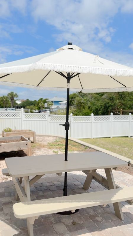 Patio furniture. Outdoor furniture at our school. This umbrella is so big and nice and priced very well!   

#LTKHome #LTKFindsUnder100 #LTKStyleTip