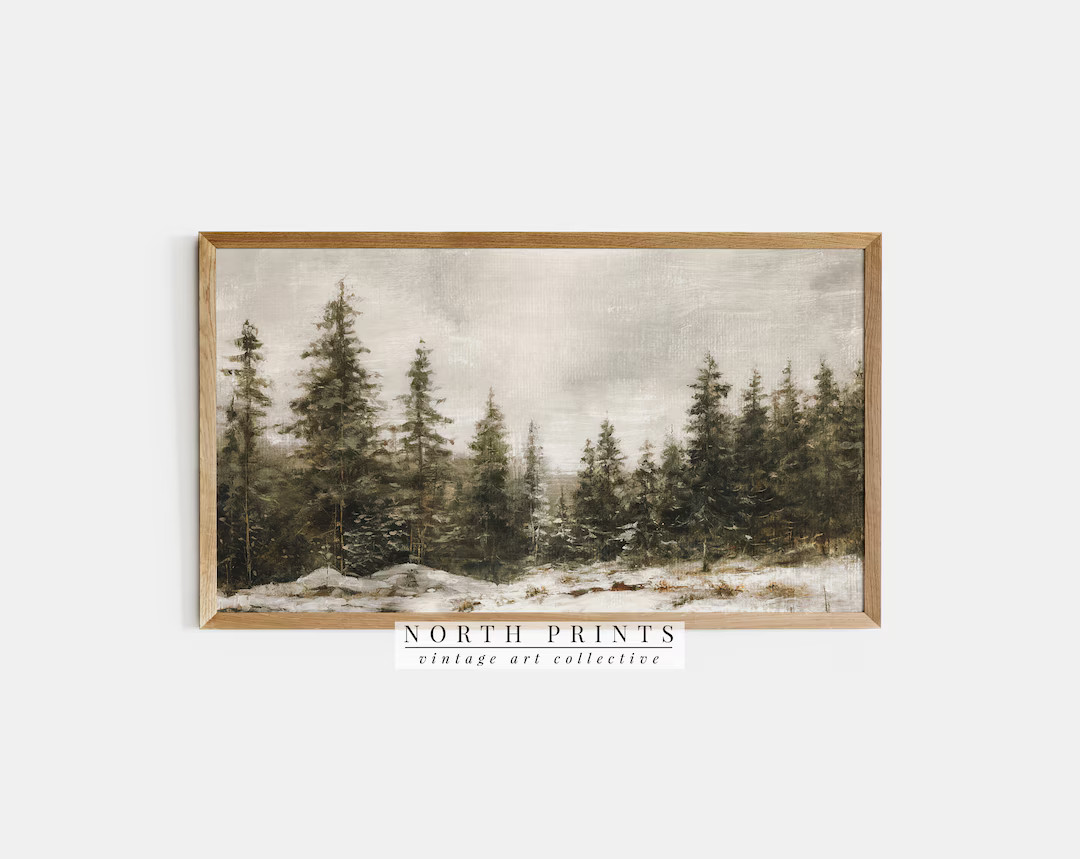 Winter Forest Painting for Samsung Frame TV: Christmas Pine Trees (digital Download) TV365 - Etsy | Etsy (US)