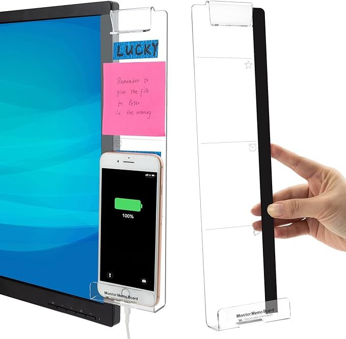 Office Desk Accessories 2pcs Computer Monitor Memo Board Multifunction Message Board Transparent ... | Amazon (US)
