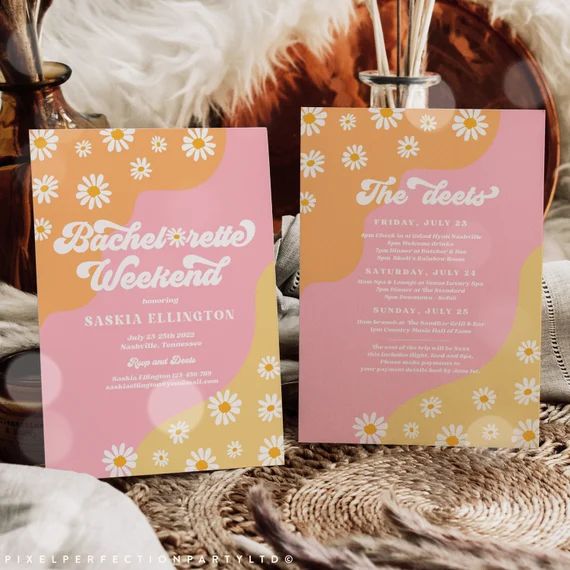 Editable Retro Bachelorette Weekend Invitation and Itinerary - Etsy | Etsy (US)