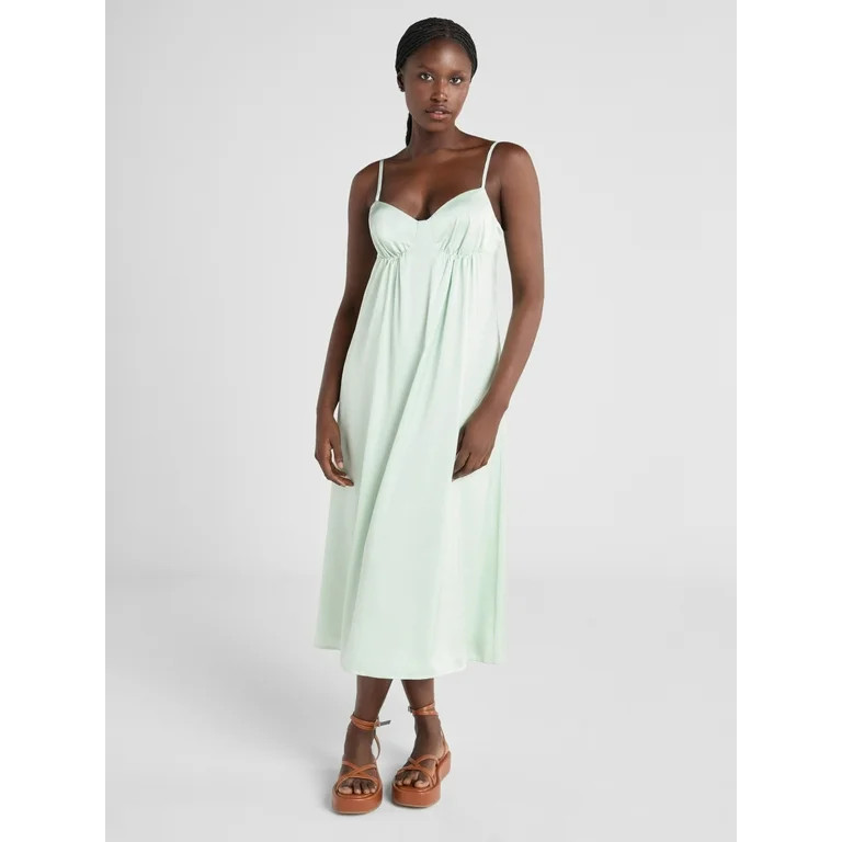 Scoop Women’s Satin Ruched Maxi Slip Dress, Sizes XS-XXL | Walmart (US)