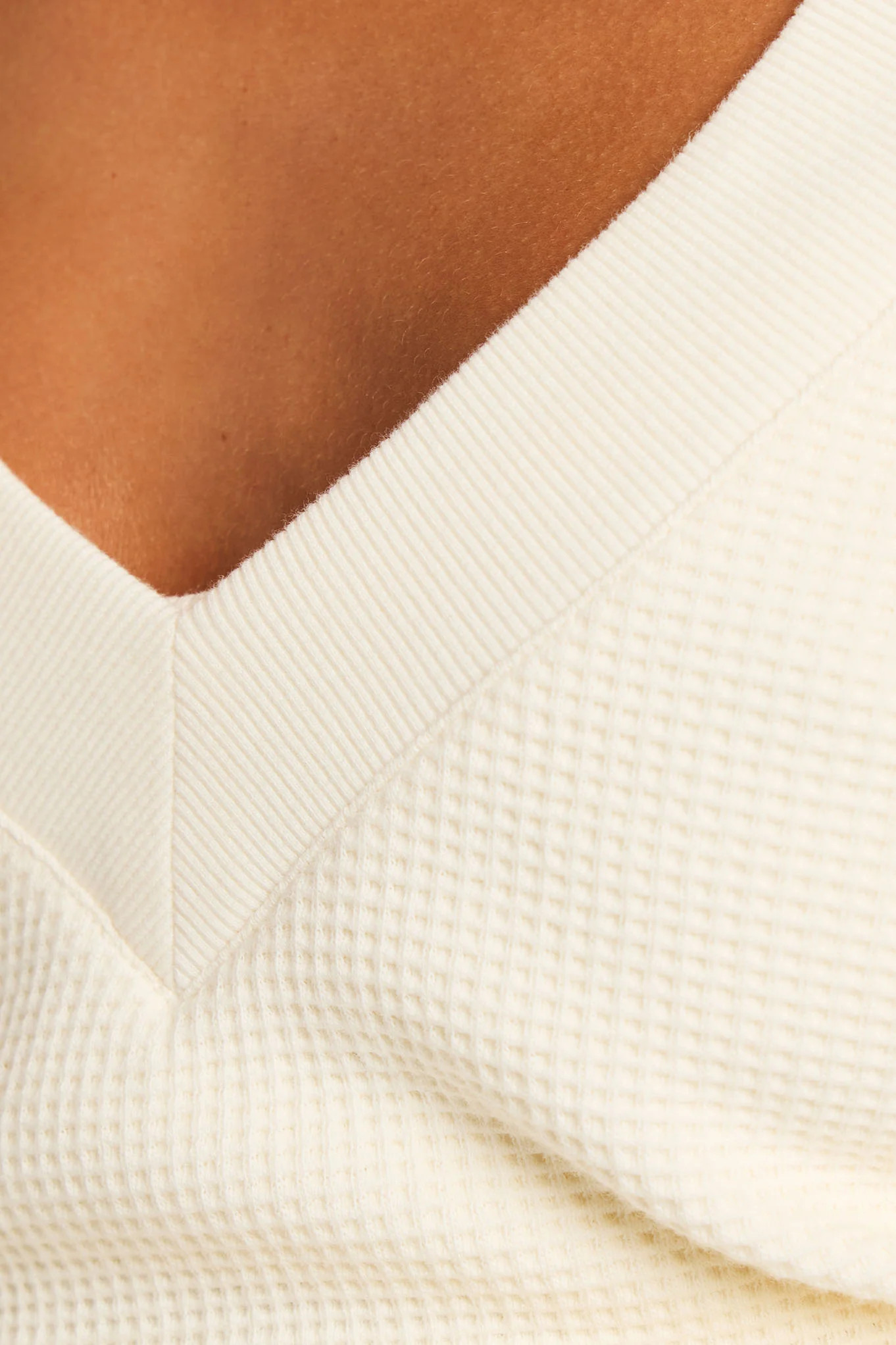 Waffle Knit Deep V in Cream | Negative Underwear
