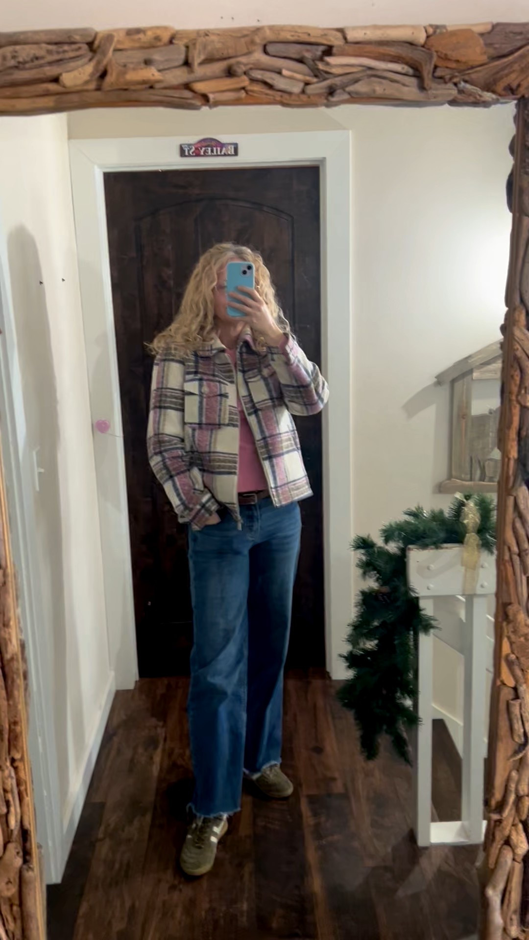 Off to finish up some Christmas shopping. Pulled out my old Alec Les Filles plaid jacket. I’m sure you can find it on a resale site. Wearing my Vervet jeans, JCrew Factory long sleeve tee and Gola sneakers. 

#LTKootd #LTKOver40