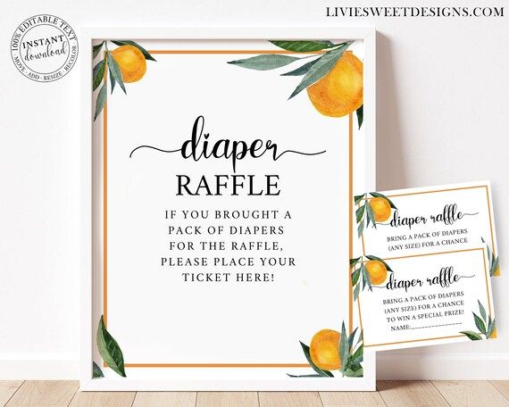 A Little Cutie is on the Way Baby Shower Diaper Raffle • Baby Shower Diaper Raffle Sign Insert ... | Etsy (US)