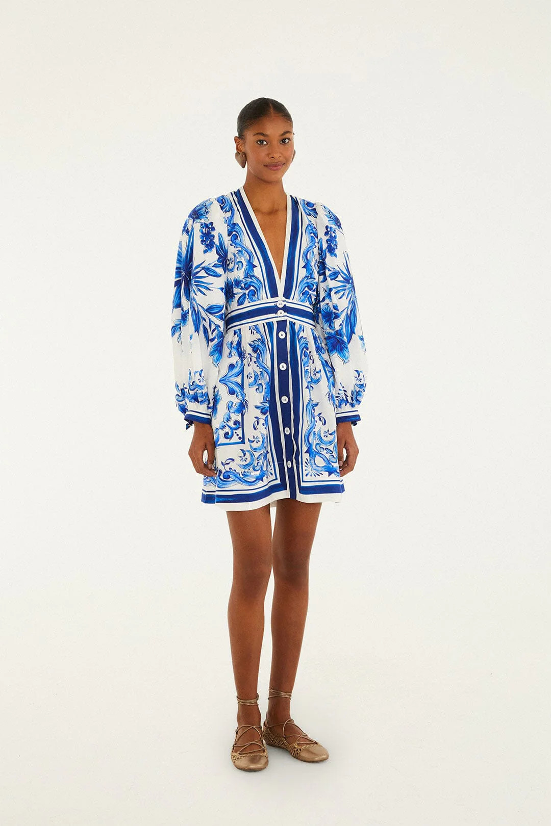 Off-White Garden Tiles Mini Dress | FarmRio (US)