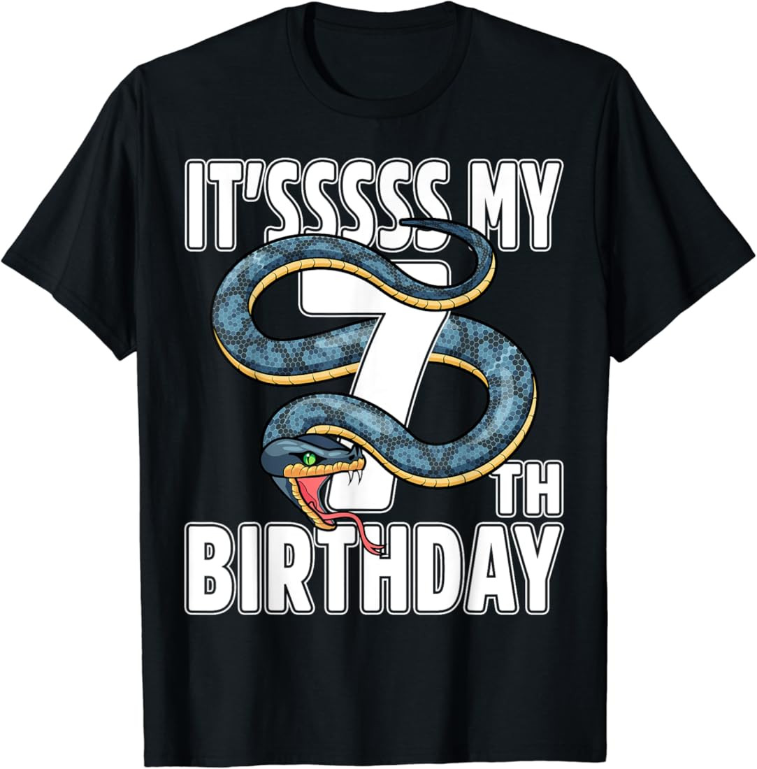 It's My 7th Birthday Snake 7 Years Old Birthday Boys Girls T-Shirt | Amazon (US)