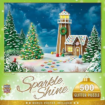MasterPieces Holiday Glitter 500 Puzzles Collection - Gingerbread Lighthouse 500 Piece Jigsaw Puz... | Amazon (US)