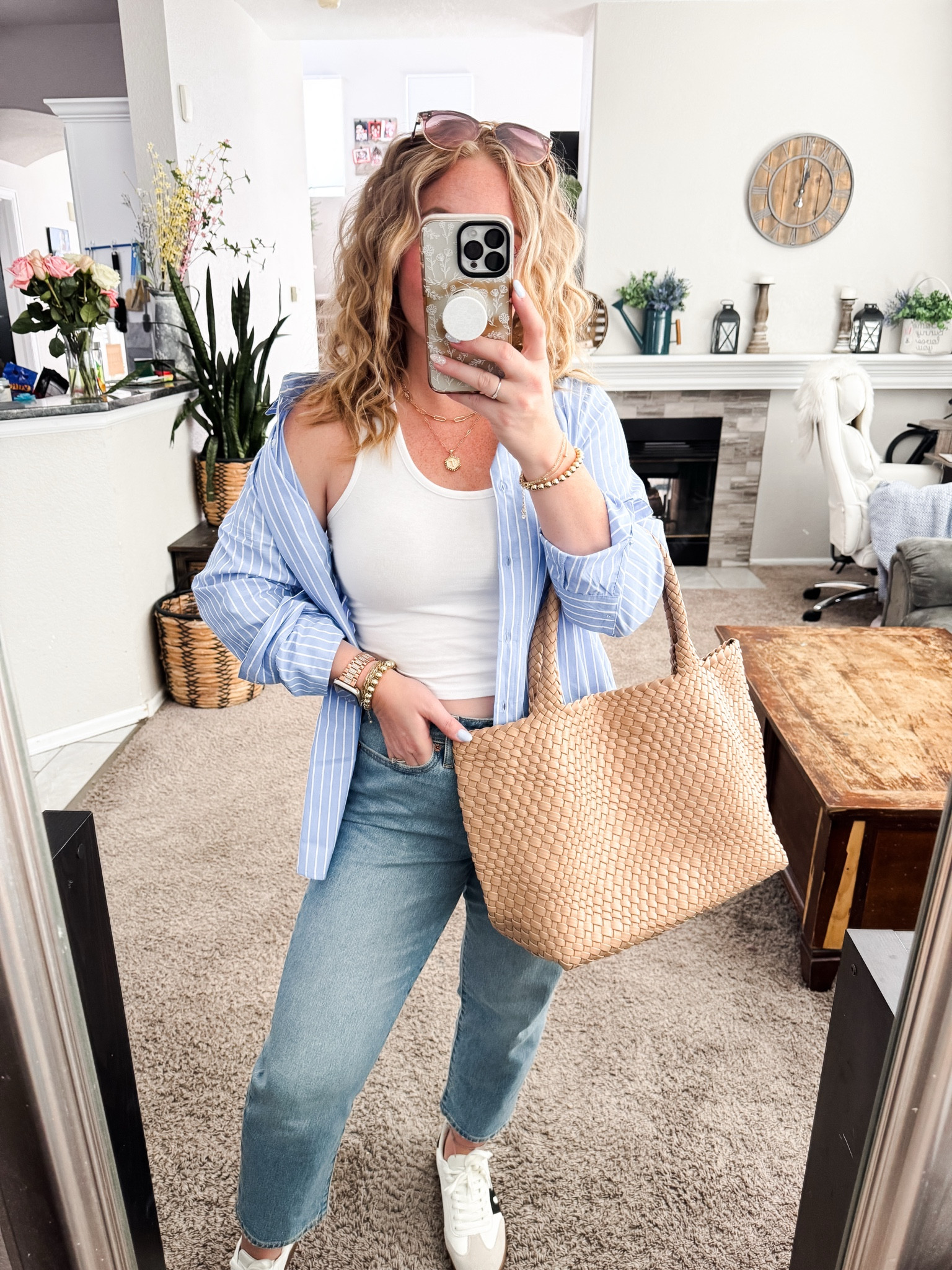 White tank top, striped button down shirt, old navy jeans, tote bag and sneakers 






Amazon outfits, summer outfit inspo, outfit ideas, casual outfits amazon, amazon outfits every day, spring outfits 2026, summer outfits

#LTKootd #LTKPetite #LTKSaleAlert