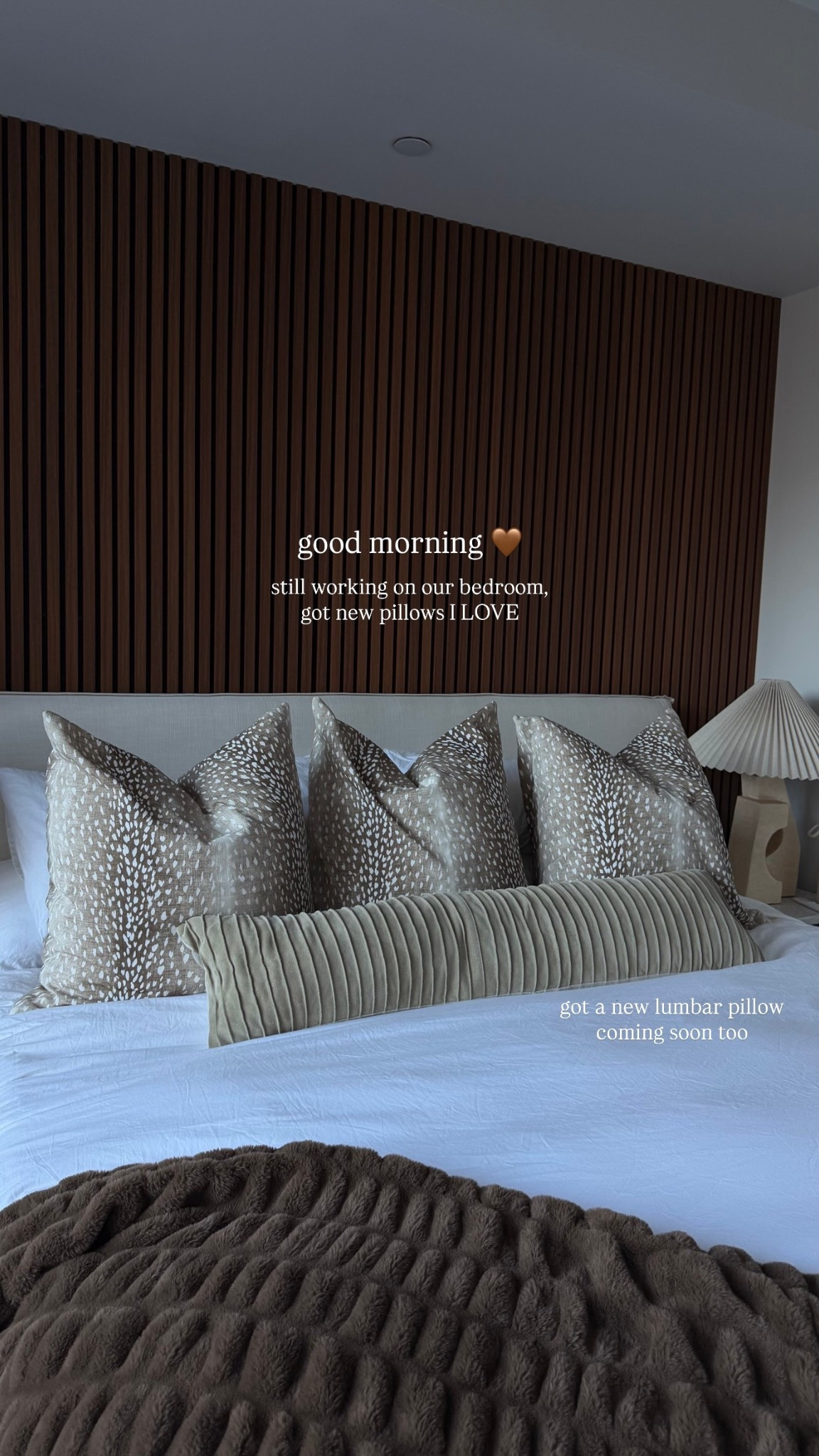 new pillows in our bedroom! 🤎 linking similar fawn pillow cases!