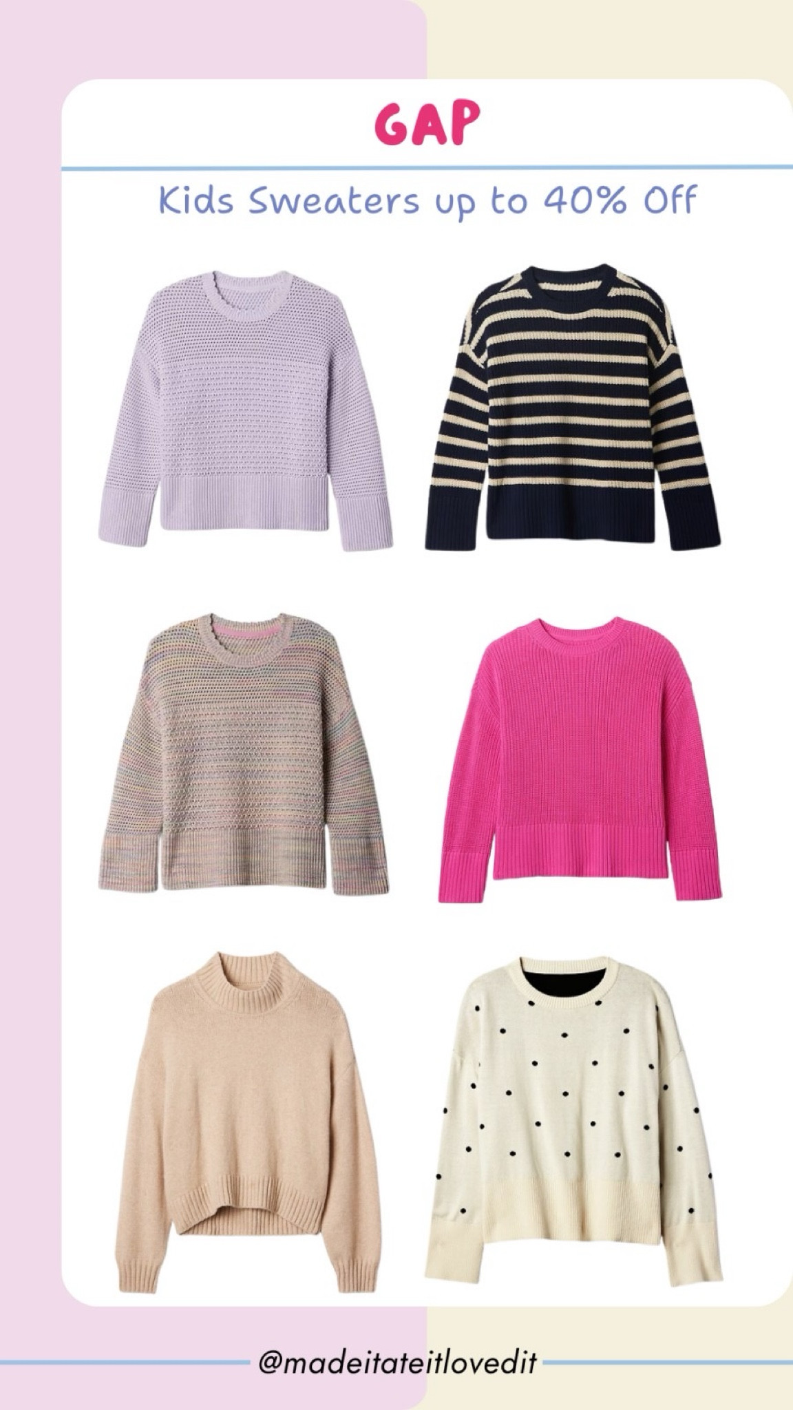 Keep your little ones cozy this season with kids' sweaters up to 40% off from Gap. Perfect for layering and staying warm in style—grab these deals before they're gone!

#GapKids #KidsFashion #SweaterWeather #FallStyle #CozyKids #GapSale #WardrobeEssentials #KidsSweaters

#LTKSaleAlert #LTKKids #LTKStyleTip