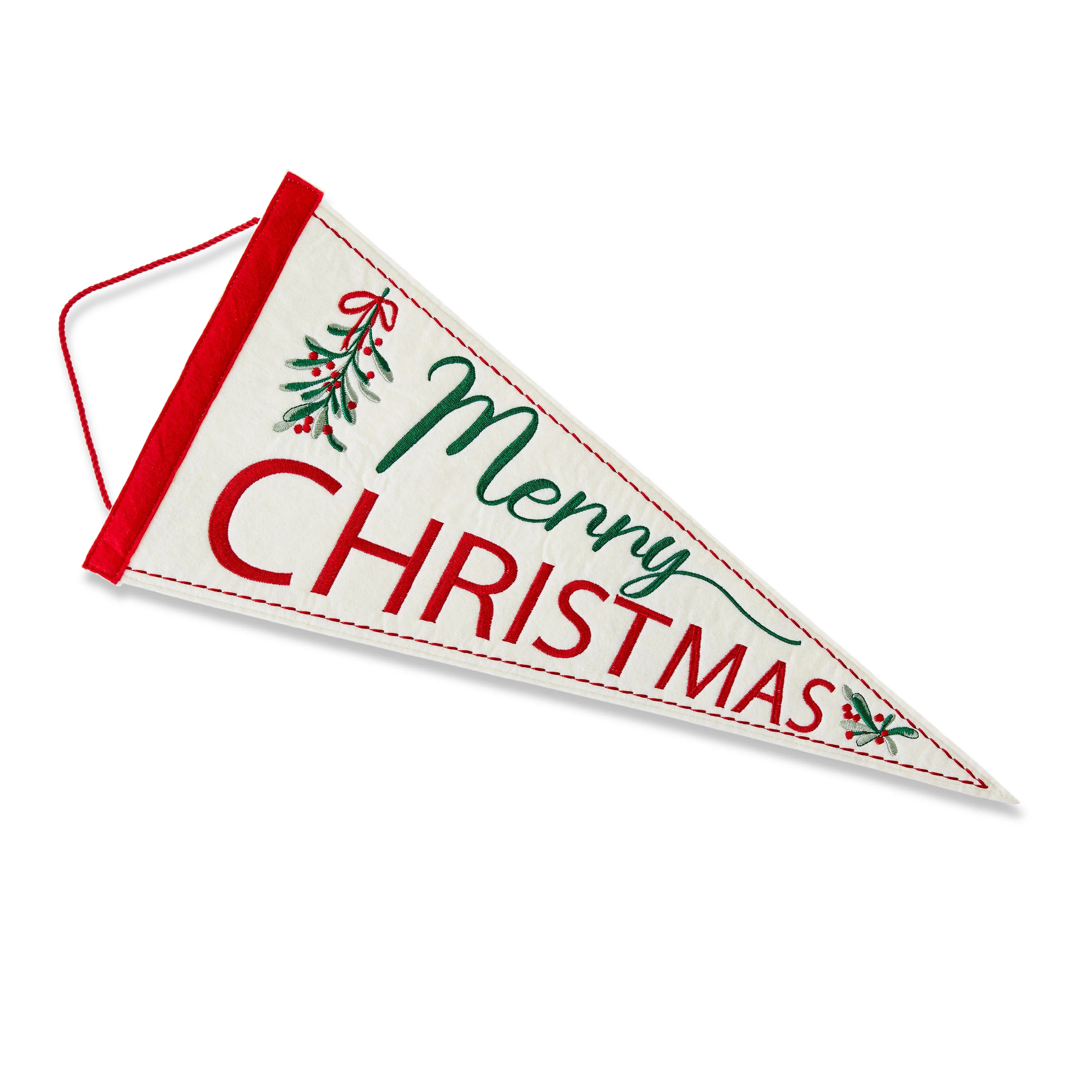 Red, Green & White Merry Christmas Pennant Decoration, 19 in, by Holiday Time | Walmart (US)
