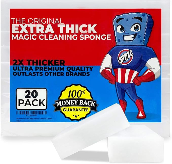 STK 20 Pack Extra Thick Magic Cleaning Pads - Eraser Sponge for All Surfaces - Kitchen-Bathroom-F... | Amazon (US)