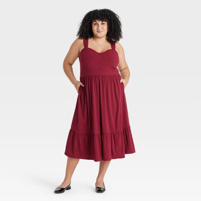 Women's Challis Tiered Midi A-Line Dress - Ava & Viv™ | Target