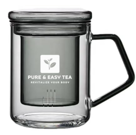Pure And Easy Tea, Glass Tea Infuser Mug with Lid, Modern Borosilicate Glass Tea Filter Steeping Cup, Best Tea Gift for Loose Leaf Tea Lovers, 400 mL/13.5 oz | Amazon (US)