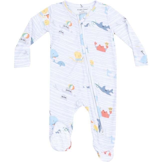 2 Way Zipper Footie, Sea Stripes | Maisonette