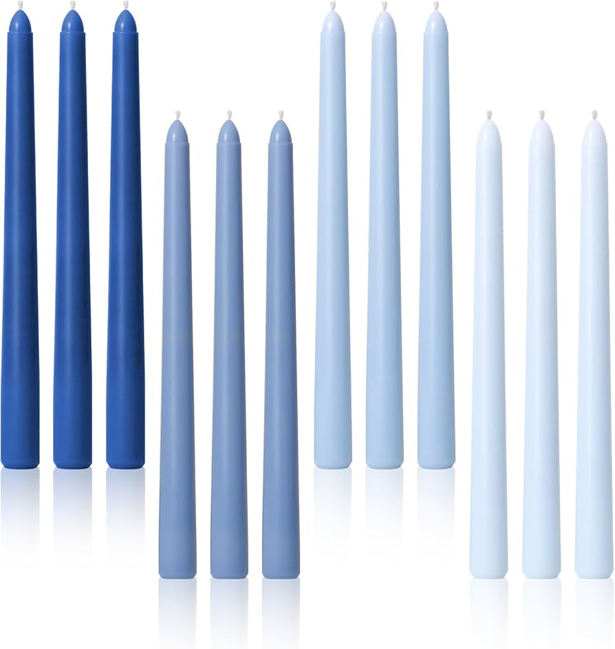 Viyffo 10 Inch Taper Candles Blue Set of 12 Unscented, Dripless, Smokeless Long Tall Tapered Cand... | Amazon (US)