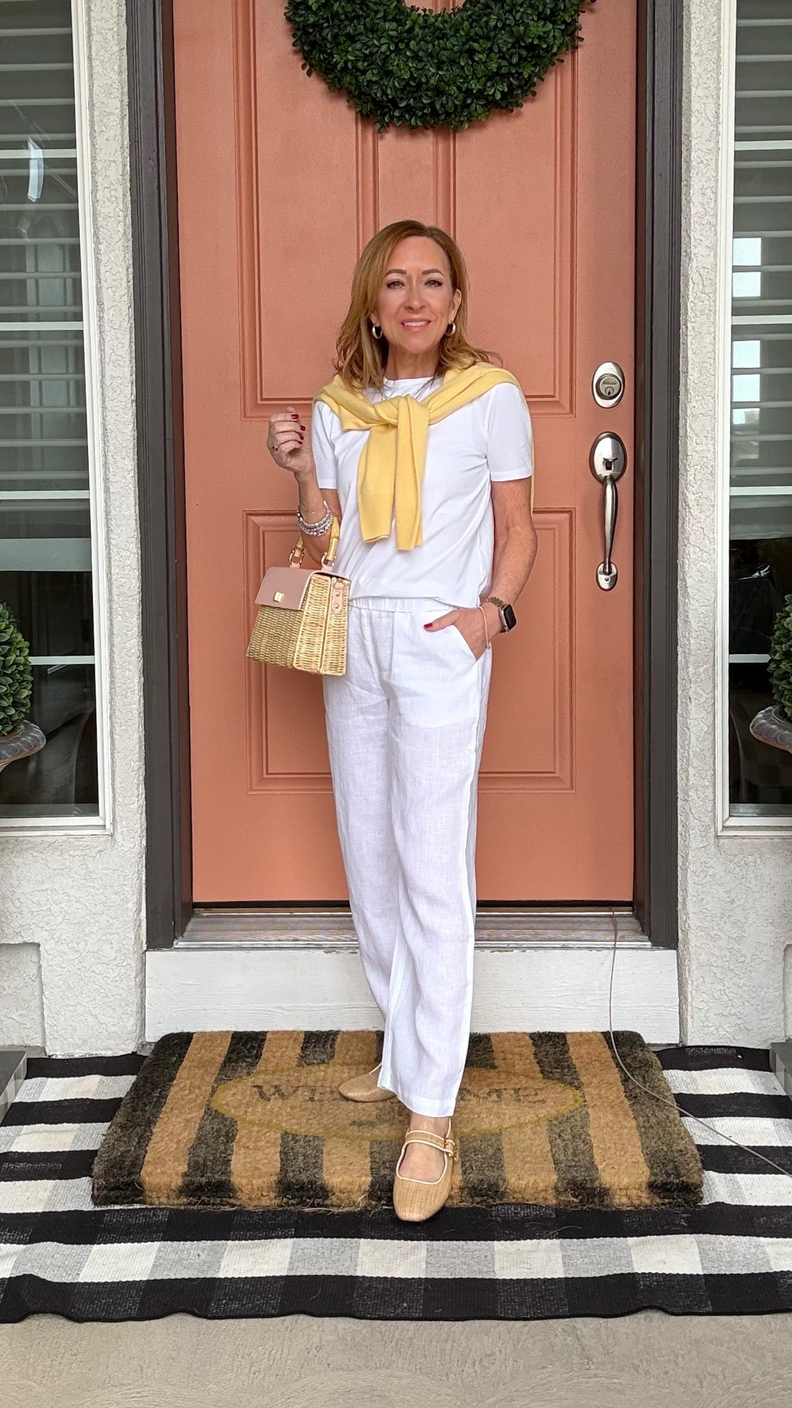 Crisp spring look!
Pants XS
Tee size 2
Sweater small



#LTKStyleTip #LTKOver40 #LTKPetite