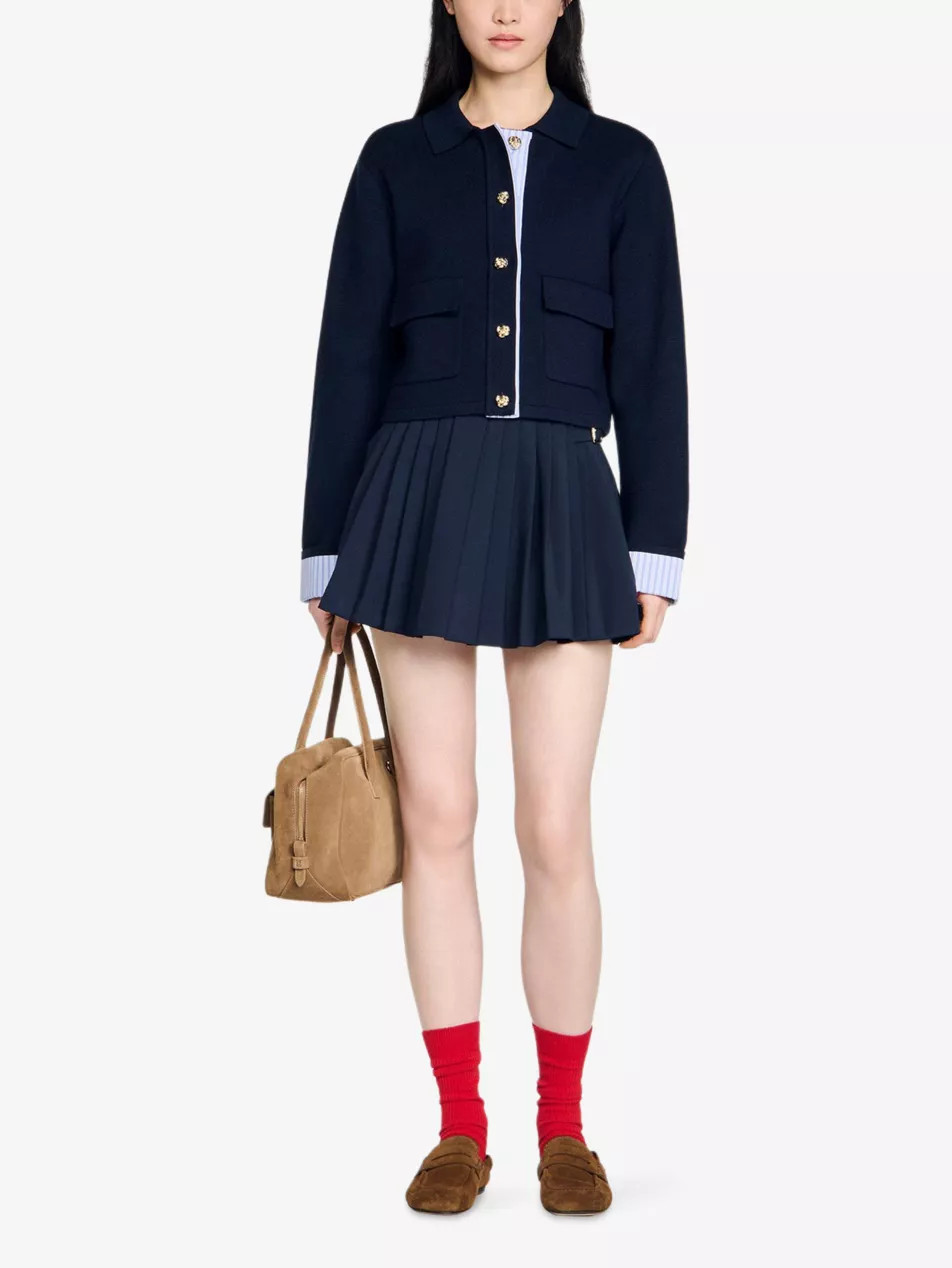 Contrast-Trim Wool-Blend Polo Cardigan | Selfridges